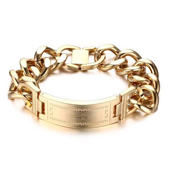 

2018 offer geometric sale link chain trendy vnox id bracelet bangle gold-color and color stainless steel metal male jewelry, Golden;silver