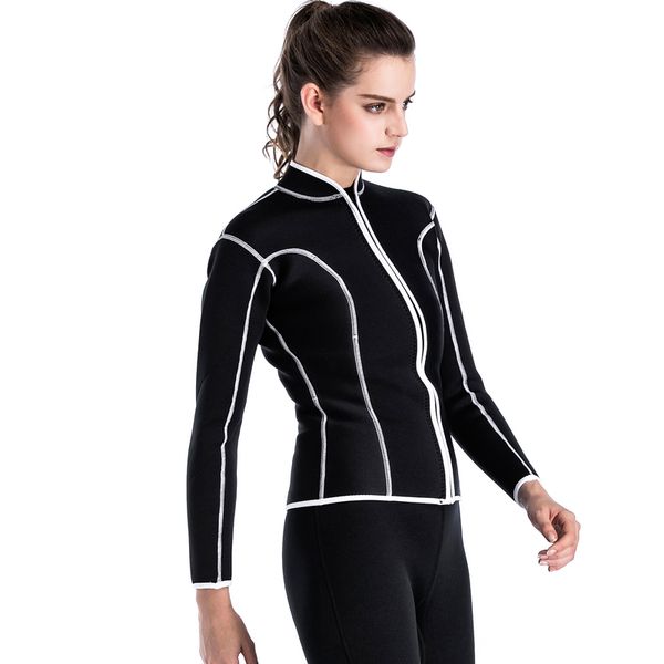 

2mm neoprene surf wetsuit swimming spearfishing wetsuit women anti-jellyfish warm diving equipment shirt black triathlon wet suit jacket l