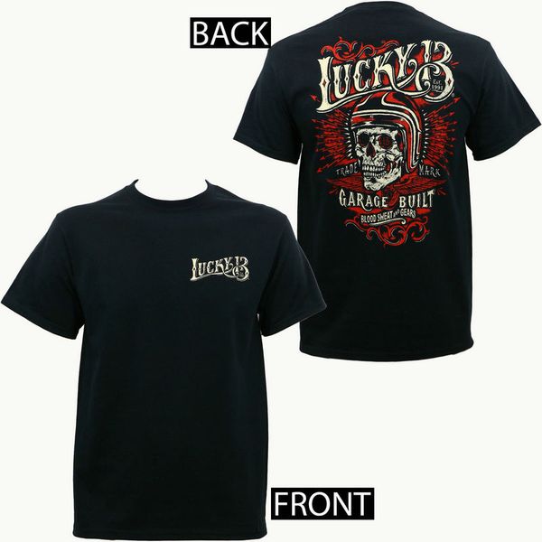 Authentic Lucky 13 Skull Built Blood Sweat And Gears T Shirt S 3xl