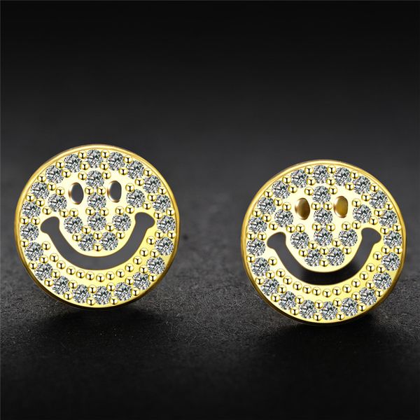 

fashion jewelry for women romantic wedding expression smiling face shiny zircon earring hip hop rock and roll good christmas gift, Golden;silver