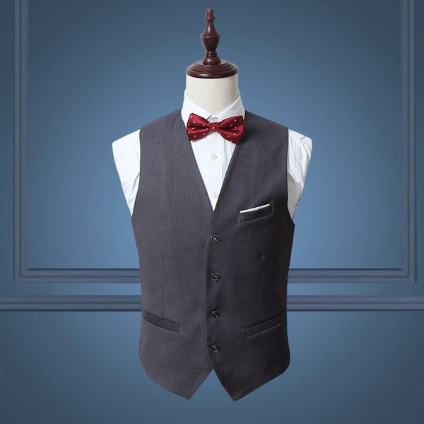 Moda Grigio Blu Plus Size Uomo Slim Groom Vest Cheap Groomsman Suit Jacket Best Country Gilet Casual Groom Wear Fall Wedding Vest