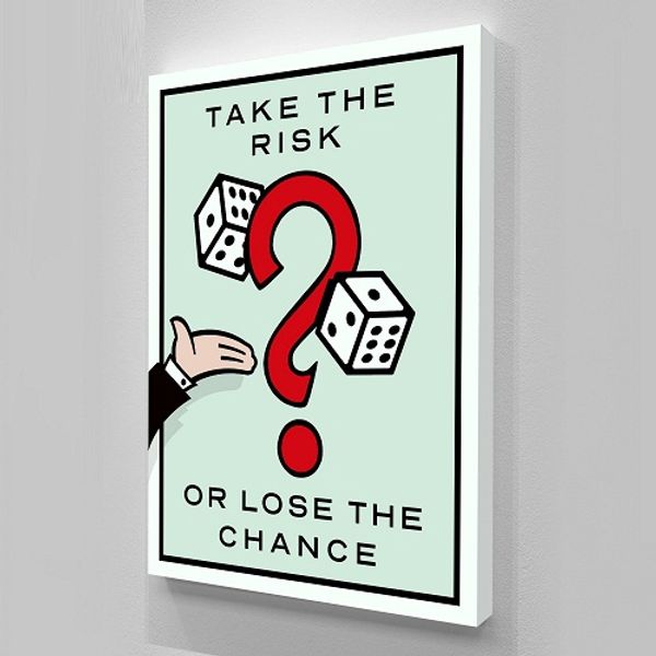

alec monopoly take the risk.quality handpainted /hd print cartoon graffiti pop wall art oil painting on canvas multi size /frame options 214