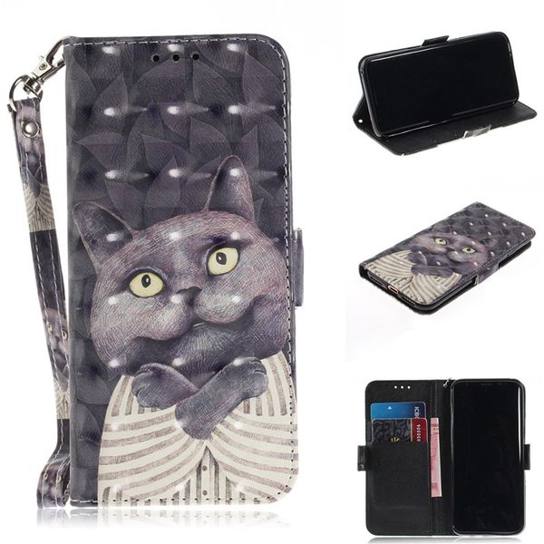 

flip cover phone bags for samsung galaxy s8 case 3d painting pu leather soft silicon wallet covers cases coque
