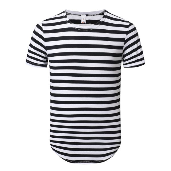 

2018 summer new korean style striped round neck men's short-sleeved t-shirt fashion slim casual men t shirt, White;black