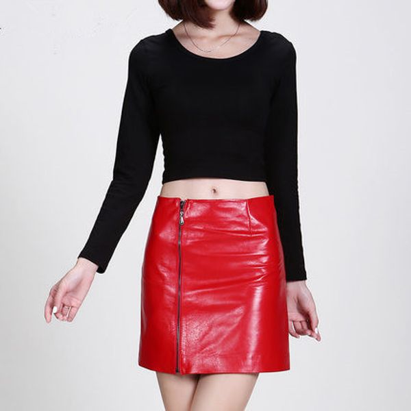 

new leather skirt sheepskin leather skirt, Black