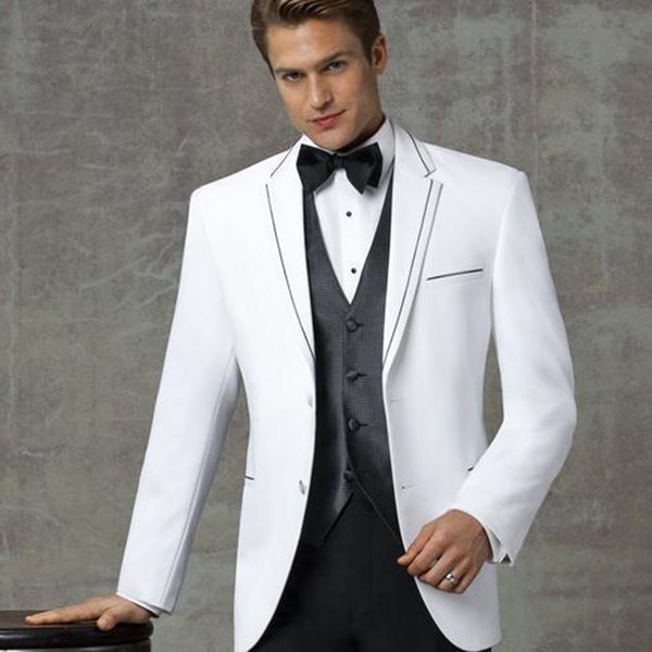 

new arrival white nicked lapel wedding mens suits 3 pieces custom made bridesmaids tuxedos slim fit men suits(jacket+pant+vest, White;black