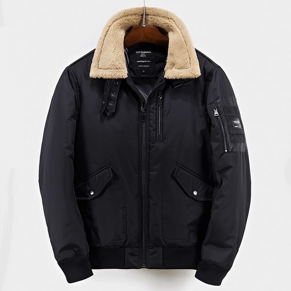 

yf winter jacket thick warm hooded parka cotton padded coat plus size slim jacket male, Black