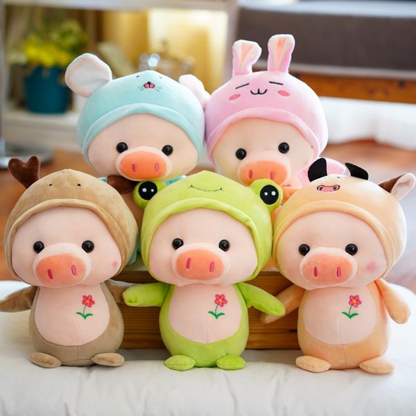 

candice guo super cute plush toy lovely cartoon pig piggy turn to cattle elkmouse soft small doll birthday gift 1p