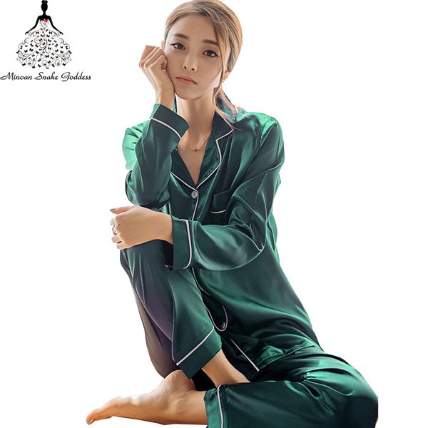 

silk satin pyjamas set women plus size -5xl long sleeve sleepwear female sleep two piece set loungewear shirts+pants pyjamas, Blue;gray
