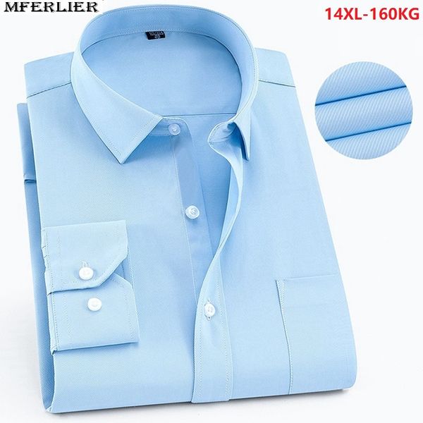 

mferlier men office shirts business autumn dress shirt wedding long sleeve 8xl 9xl 10xl large size big shirts formal men black, White;black