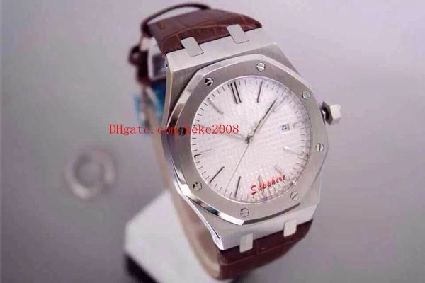 

8 color luxury watch n8 factory 41mm 15400 15400or.oo.d002cr.01 leather bands strap asia transparent mechanical automatic mens watches, Slivery;brown