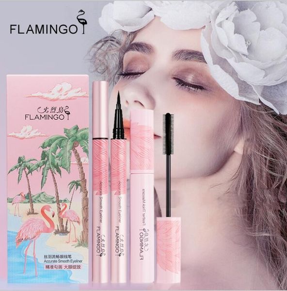 

новые фламинго длительный толстый и керлинг тушь для ресниц подводка для глаз карандаш красоты макияж набор черный ресниц тушь для ресниц по