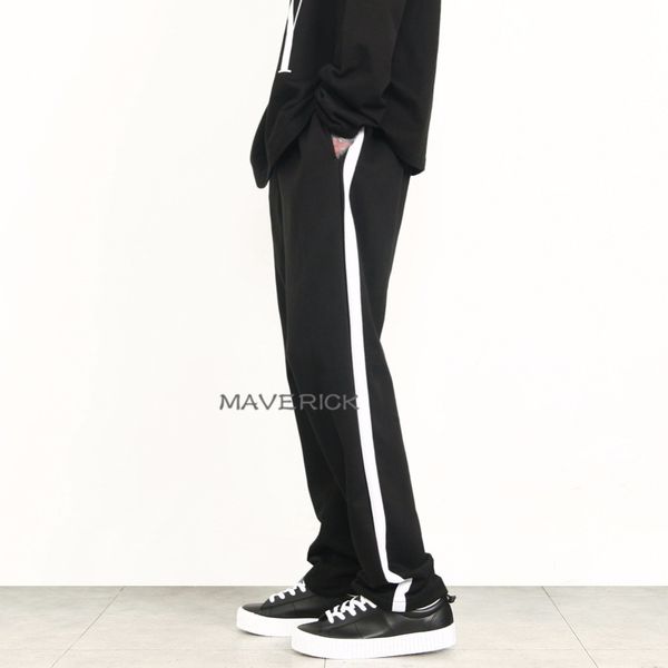

2018 men's clothing gd hair stylist fashion splice straight pants trousers plus size costumes 27-44, Black