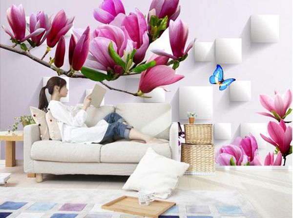 

3d стерео орхидея бабочка tv фон стены обои home decor дизайнеры