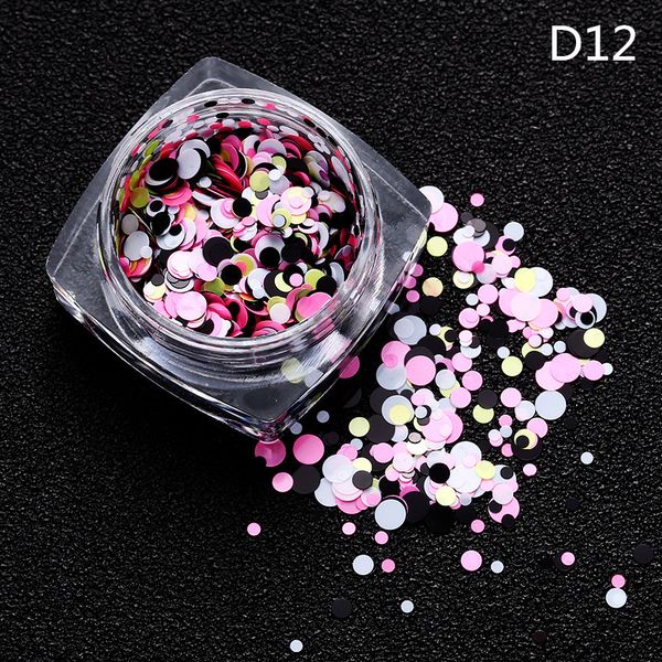 

women fashion nail art glitter sequins round shape nail glitter stickers bling effect nail art decoration, Black