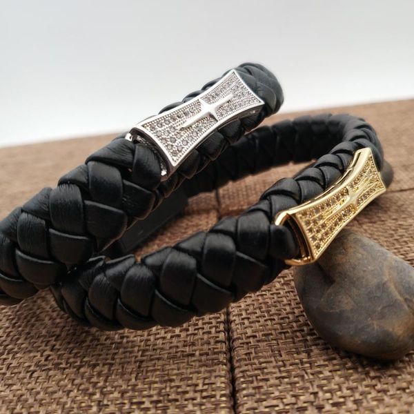 

punk style woven pu leather micro usb sync data charging cable men's bangles, Black