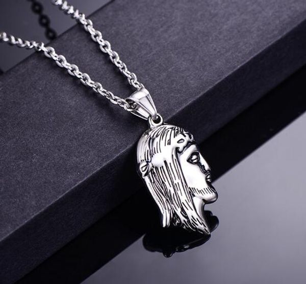 

stainless steel jewelry jesus head pendant titanium steel hip dance women's necklace popular fashi, Silver
