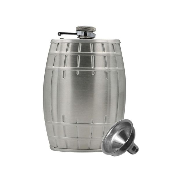 

6 oz stainless steel sier oak shape hip flask portable whiskey flask drinkware with funnel for bar home wine pot