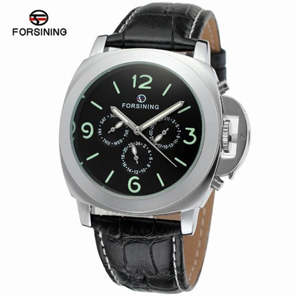 

forsining black watch men watches famous automatic mechanical watch men wristwatch male clock relogio masculino, Slivery;brown
