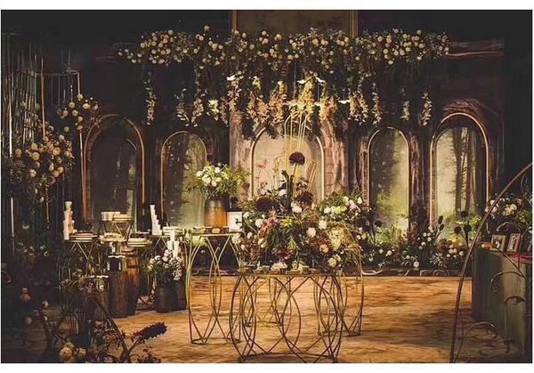 New Style Wedding Metal Gold Color Flower Vase Column Stand For