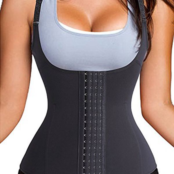 

neoprene body shaper women slimming waist trainer adjustable shoulder strap waist cincher tummy vest corset dropship, Black;white