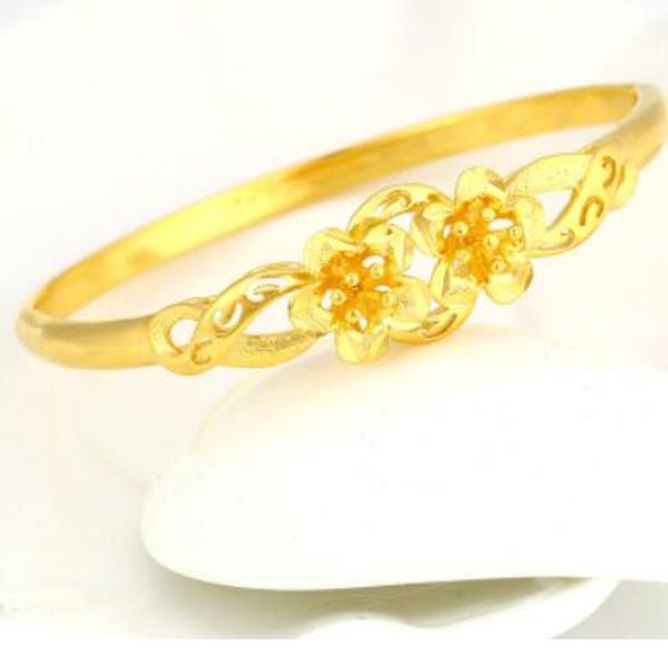 

24k gold color jewerlry bracelets for women flowers circle bangles fashion of shipping, Black