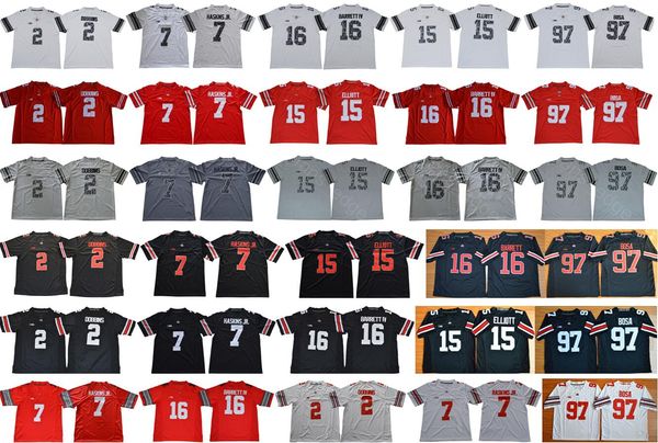 

ncaa ohio state buckeyes 7 dwayne haskins jr. 2 jk dobbins 15 ezekiel elliott nick bosa 16 jt barrett iv college football jersey, Black