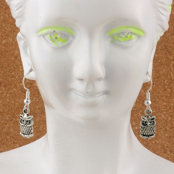 

cute owl earrings silver fish ear hook 24pairs/lot antique silver chandelier jewelry 7x32mm a-230e