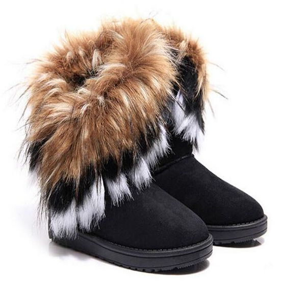 

Бесплатная доставка Женские сапоги осень и зима снег сапоги перья лисий мех с пло