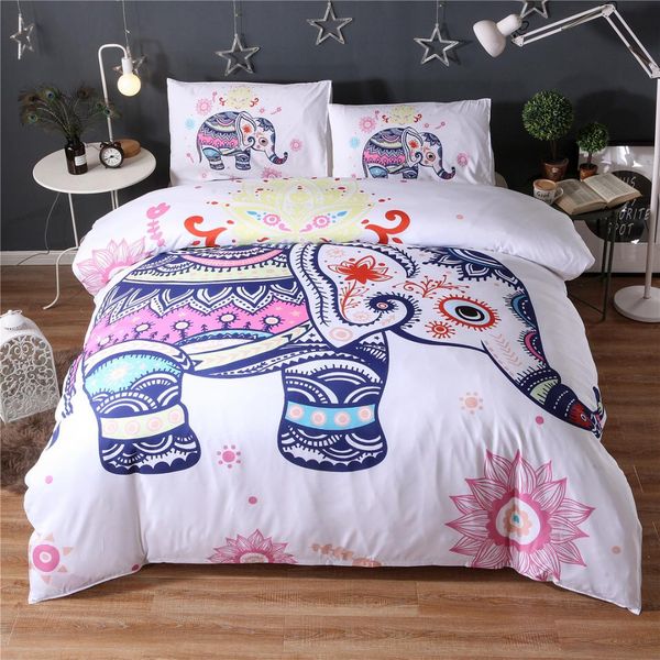 Bedding Set 3d Colorful Bohemian Print Duvet Cover And Pillowcase Elephant Exotic Bedclothes Twin King Queen Size Bedroom Duvet Sets Bedding Cover