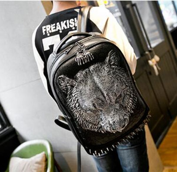 

Новое прибытие мода рюкзак 3D тигр головы большой емкости мужская рюкзак путешествия рюкзак тенденции стиль животных мешок