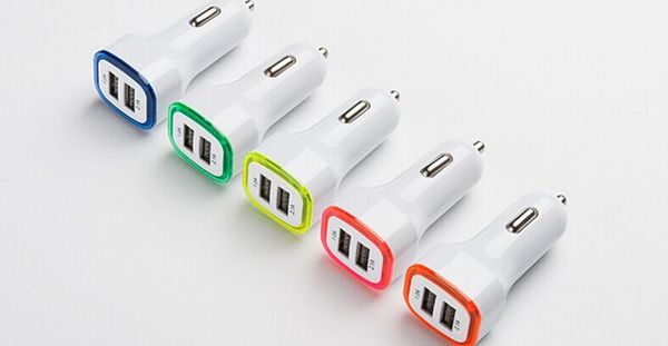 

2 port double usb car charger 2.1 a square rockets led light-emitting car charger send ring double usb car charger
