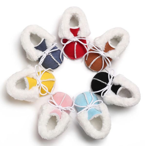 

2018 brand new infant toddler newborn baby toddler boy girl snow boots winter warm fur crib shoes prewalker, Black;grey