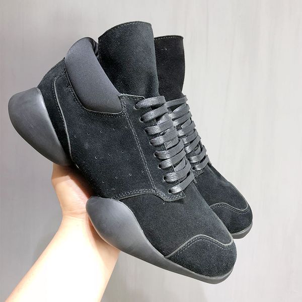 

2018ss genuine leathe zhilong paragraph horseshoe tide boys and girls casual sports boot increased heavy-bottomed couple brand gd tide shoes, Black