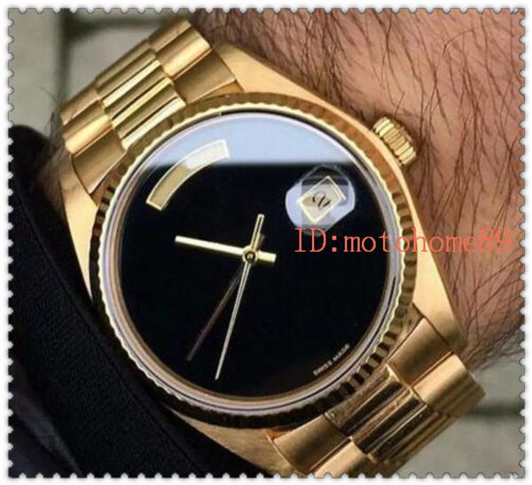 

luxury brand watch men automatic rolix 40MM DAY DATE Big Black face Mechanics men's watches Sapphire original 18K Gold Stainless steel clas