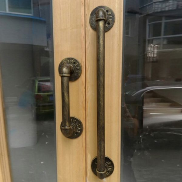 Grosshandel 200mm Vintage Turgriff Industrie Pfeife Antique Cast Iron Schiebe Barn Door Hardware Alte Bronze Rustikalen Griffe Von Homedecor1 35 81