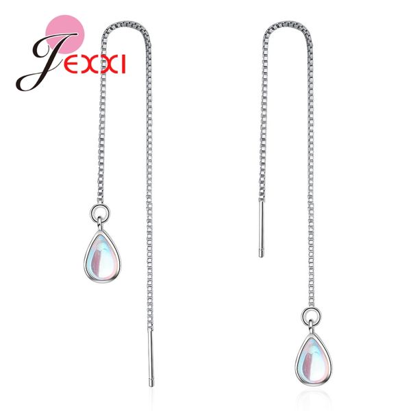 

jexxi real 925 sterling silver chain pendant earrings nice quality opal water drop shape for women appointment party jewelry