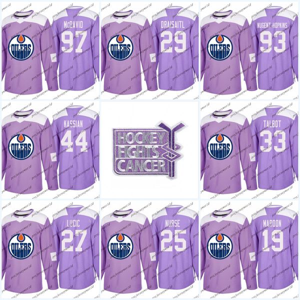 

44 Zack Kassian Cancer Practice Edmonton Oilers 97 Connor McDavid 33 Cam Talbot 93 Ryan Nugent-Hopkins Hockey Jerseys