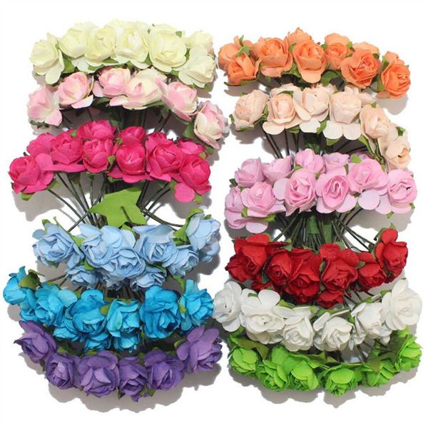 

144head/lot wholesale 2cm paper mini rose artificial flower for wedding paper decoration simulation rose flower