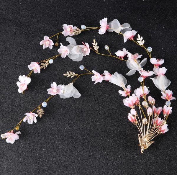 

новый персиковый цветок pin с тем же розовым цветком с свадебным головным убором, Silver