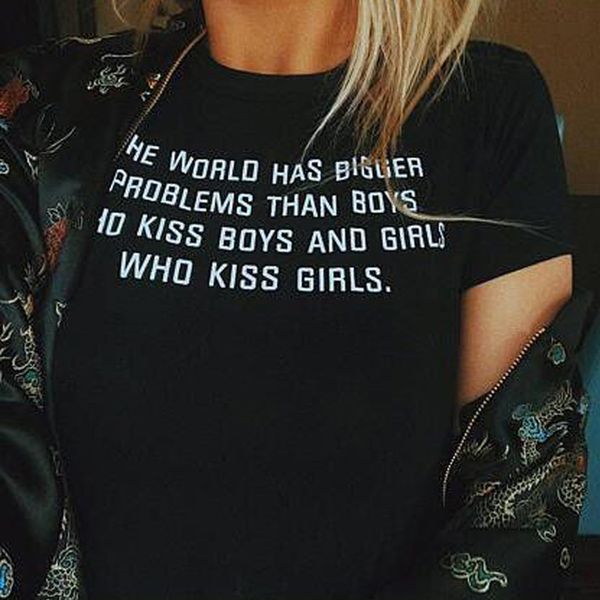 

большая проблема письмо печатных женщин футболка 2019 лето смешная рубашка для леди белый топ футболка хипстер футболка femme ropa mujer s-x, White