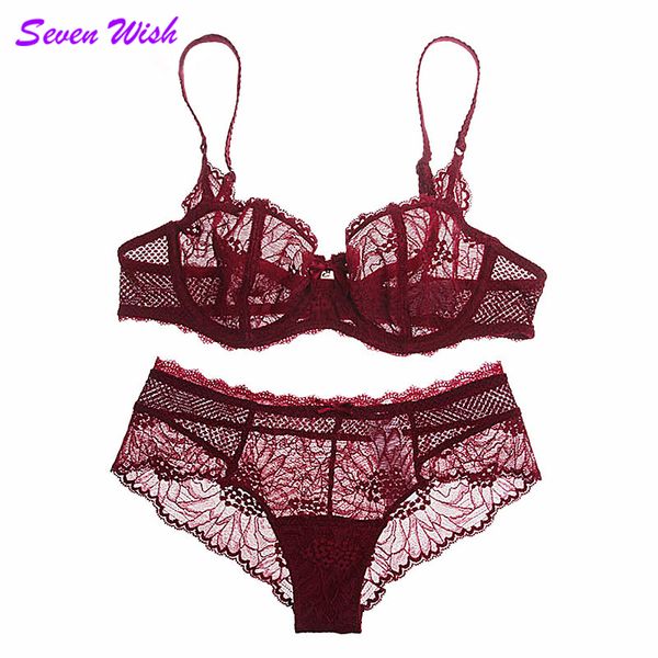 Бренд комплект нижнего белья sexy lace sexy прозрачный ультра-тонкий женское нижнее белье бюстгальтер мода белый сексуальный бюстгальтер набор C18111601