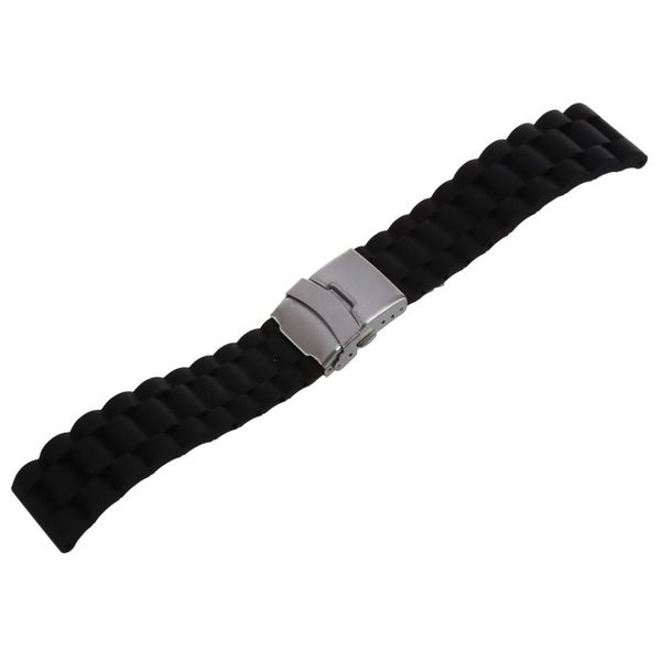 

fashion black silicone watch strap waterproof diving band with folding clasp 24 mm, Black;brown
