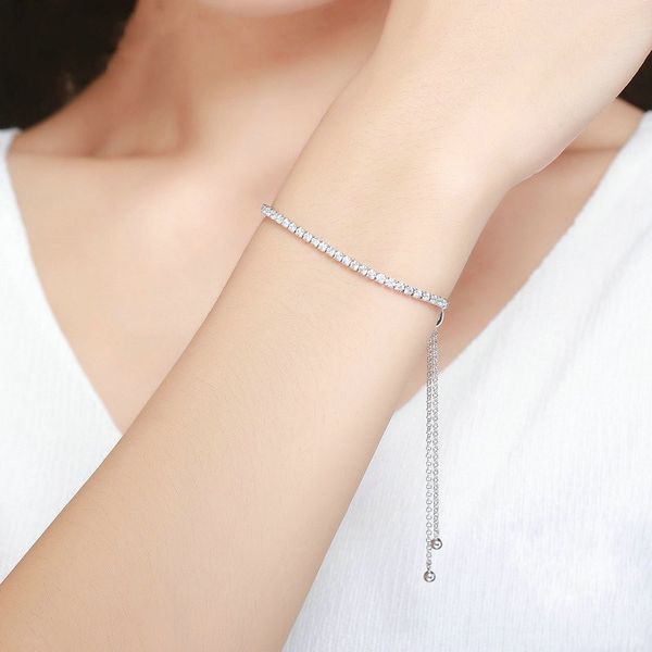 

real 925 sterling silver sparkling strand chain bracelet for women fine jewelry lucky gift wholesale, Black
