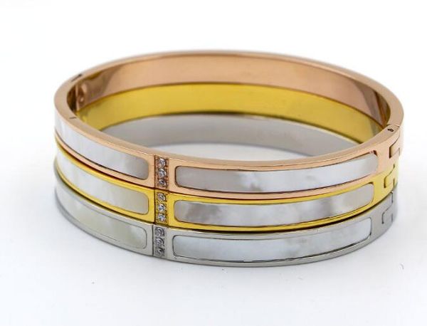 

korean plated 18k rose gold three-diamond white shell bracelet ms. choi gold natural mother-of-pearl diamond bracelet, Golden;silver