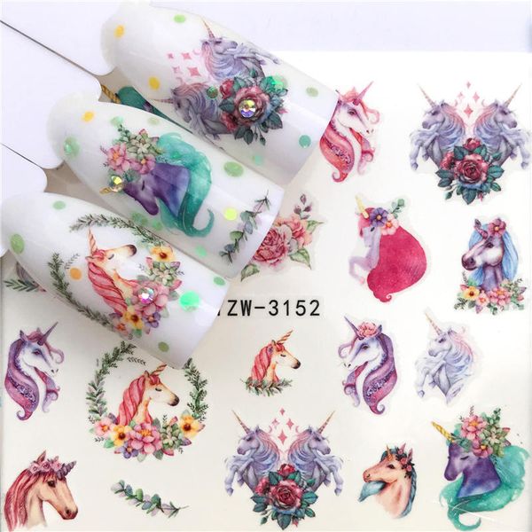 

wuf 1 sheet deer/horse flower water transfer nail sticker decals beauty decoration designs diy color tattoo tip, Black