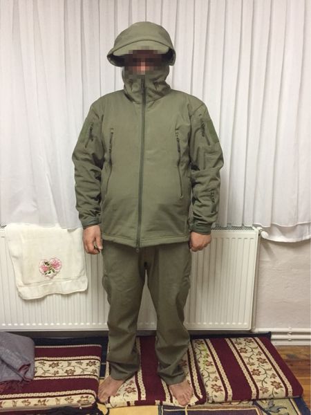 

active camping & hiking camouflage hunting clothing shark skin soft shell outdoor tactical military fleece jacket + uniform pants suits, Gray