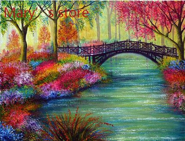 

frameless painting by numbers diy digital oil painting on canvas home decoration 40x50cm clear water color bridge m015