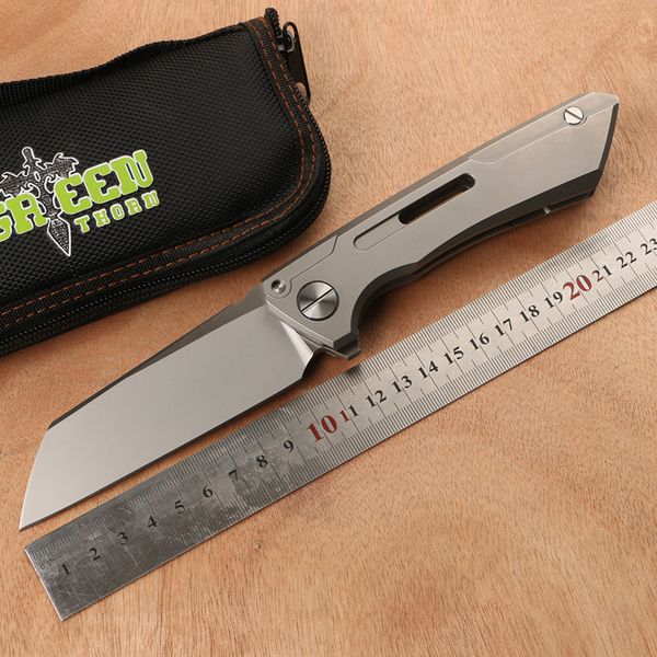 

Green thorn, SNECX BUSTER, lapel folding knife M390 steel TC4 titanium handle outdoor camping utility fruit knife EDC tool