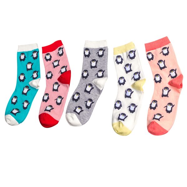 

50 пар / лот женщины socksnew мультфильм маленький пингвин носок женщины повседневная смешные носки леди девушки хлопчатобумажные носки chau, Black;white